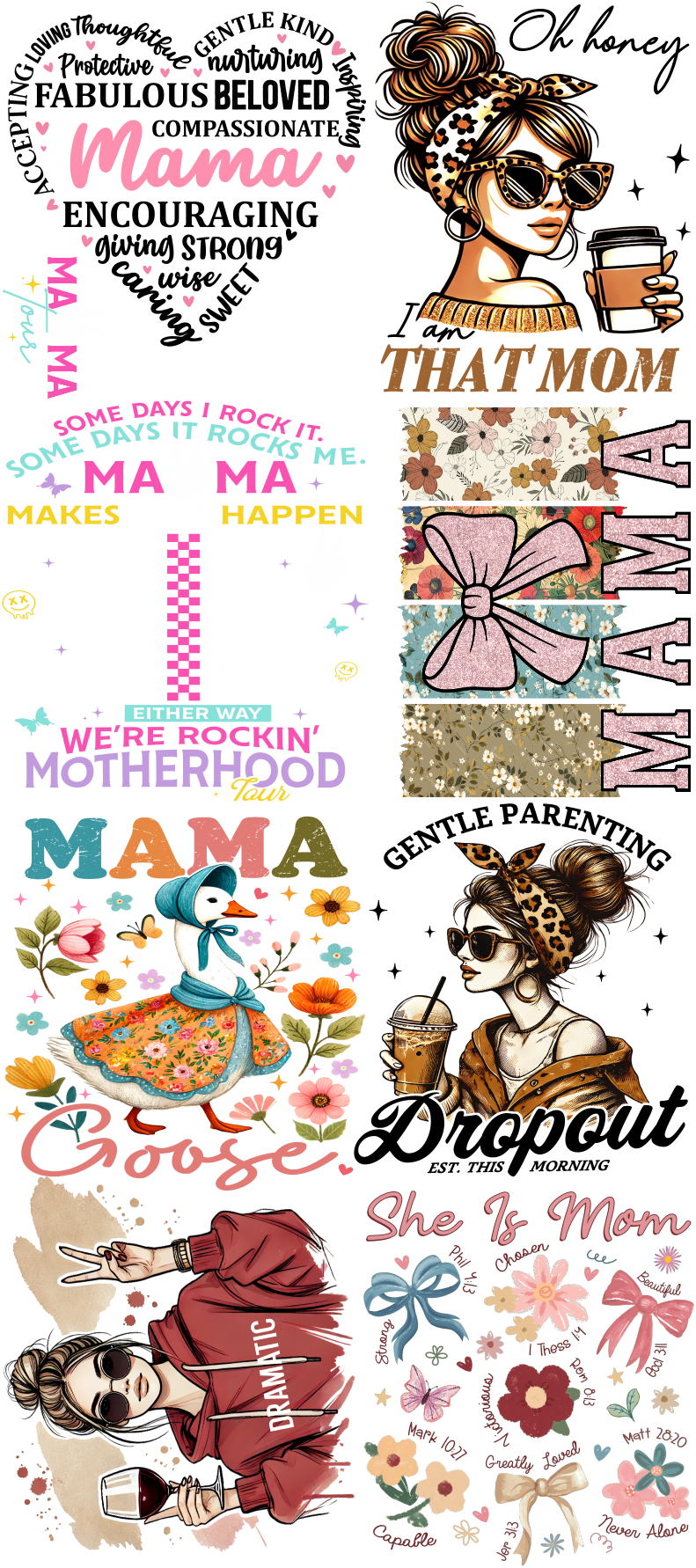 Mom DTF Transfers – 22x60 Curated Gang Sheets for Mother’s Day and More