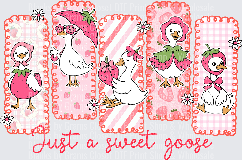 Just A Sweet Goose Strawberry Dressed Geese Panel Design