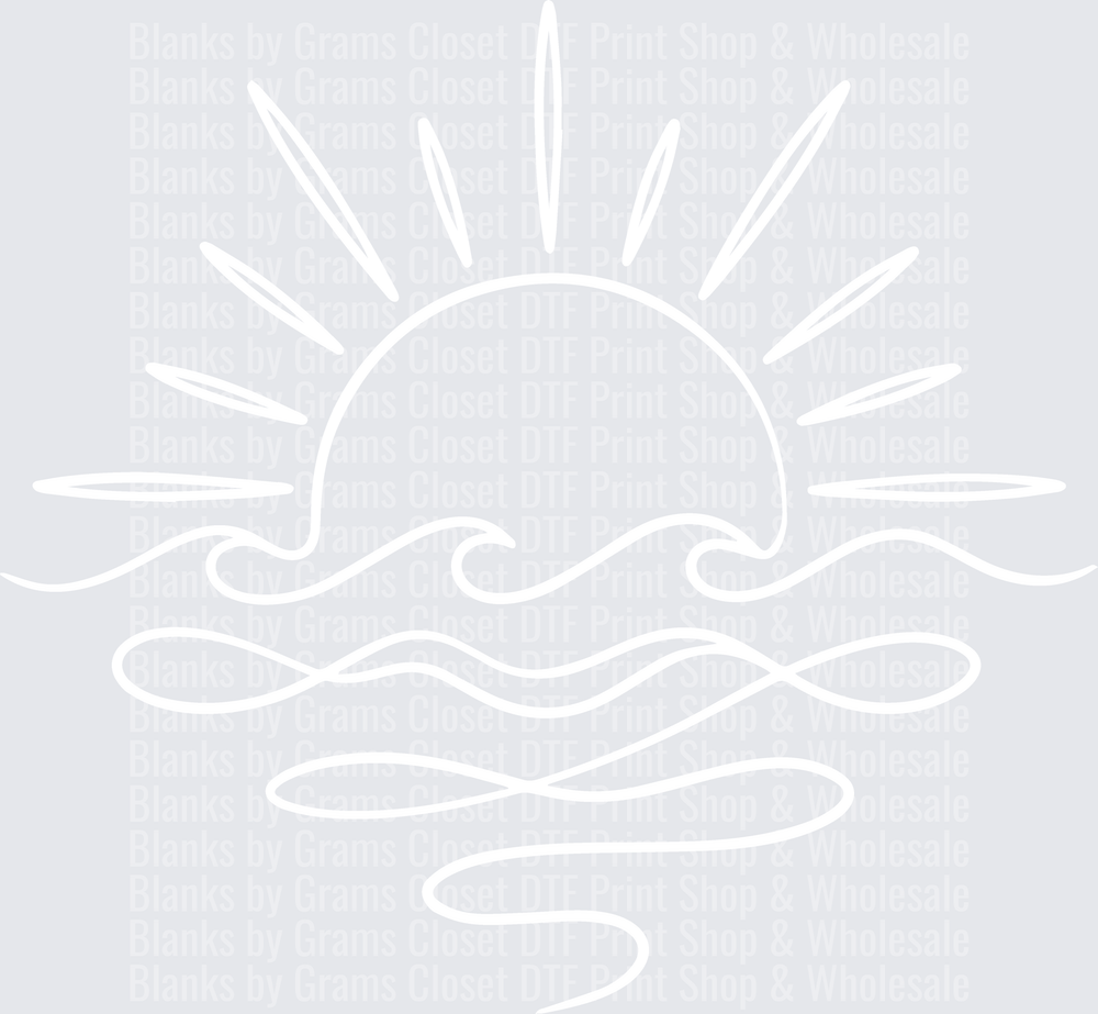 Sun Rising Over Ocean Waves white