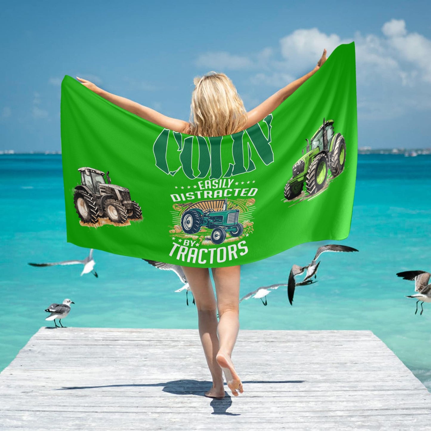 Tractor GrungeColin Beach Towel 31"x71"(NEW)