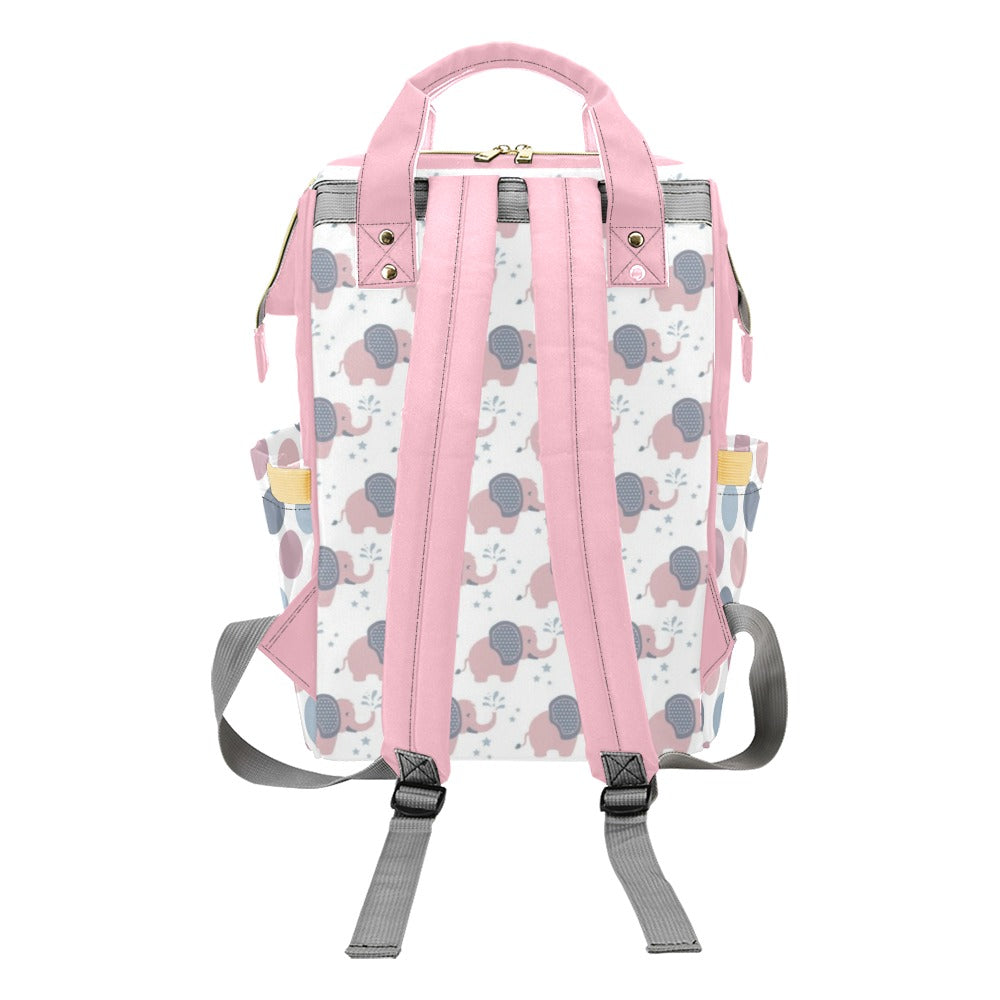 PinkElephants-01 Multi-Function Diaper Backpack/Diaper Bag (Model 1688)