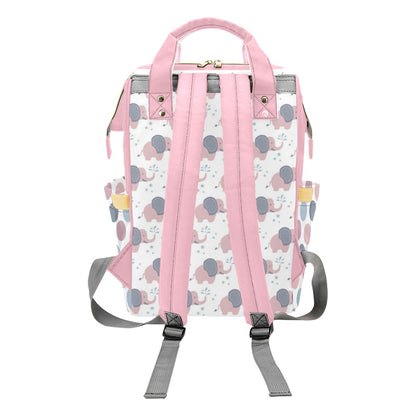 PinkElephants-01 Multi-Function Diaper Backpack/Diaper Bag (Model 1688)