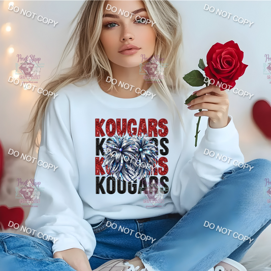Kougars Faux Rhinestone Cheer Poms