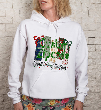 Small Town Christmas Custom Zipcode Hoodie