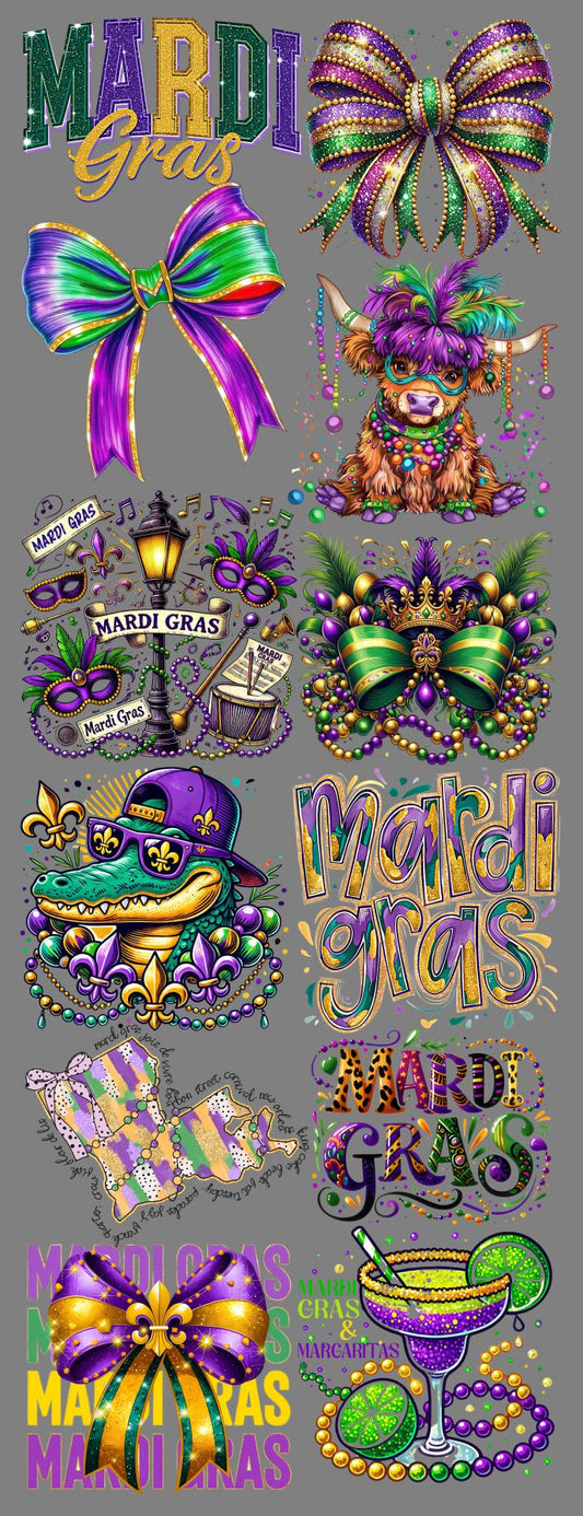 Mardi Gras 2025 Premade Gang Sheets – Premium DTF Transfers for Seasonal Designs (Copy) (Copy)