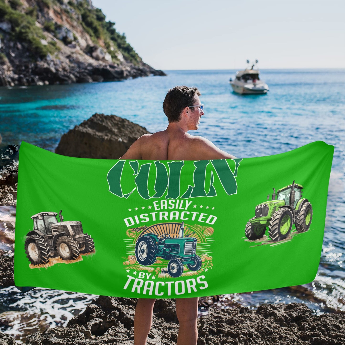 Tractor GrungeColin Beach Towel 31"x71"(NEW)