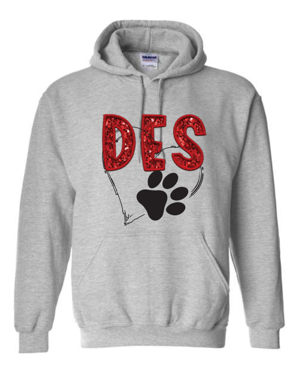 DES sequin heart paw