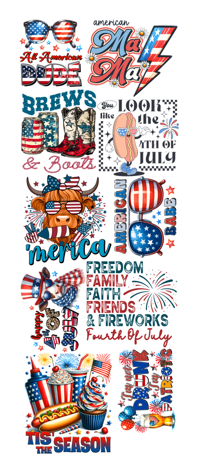 4th of July 2024 Pre-made Gang Sheets – Premium DTF Transfers