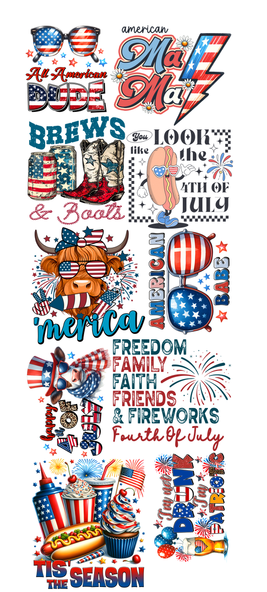 4th of July 2024 Pre-made Gang Sheets – Premium DTF Transfers