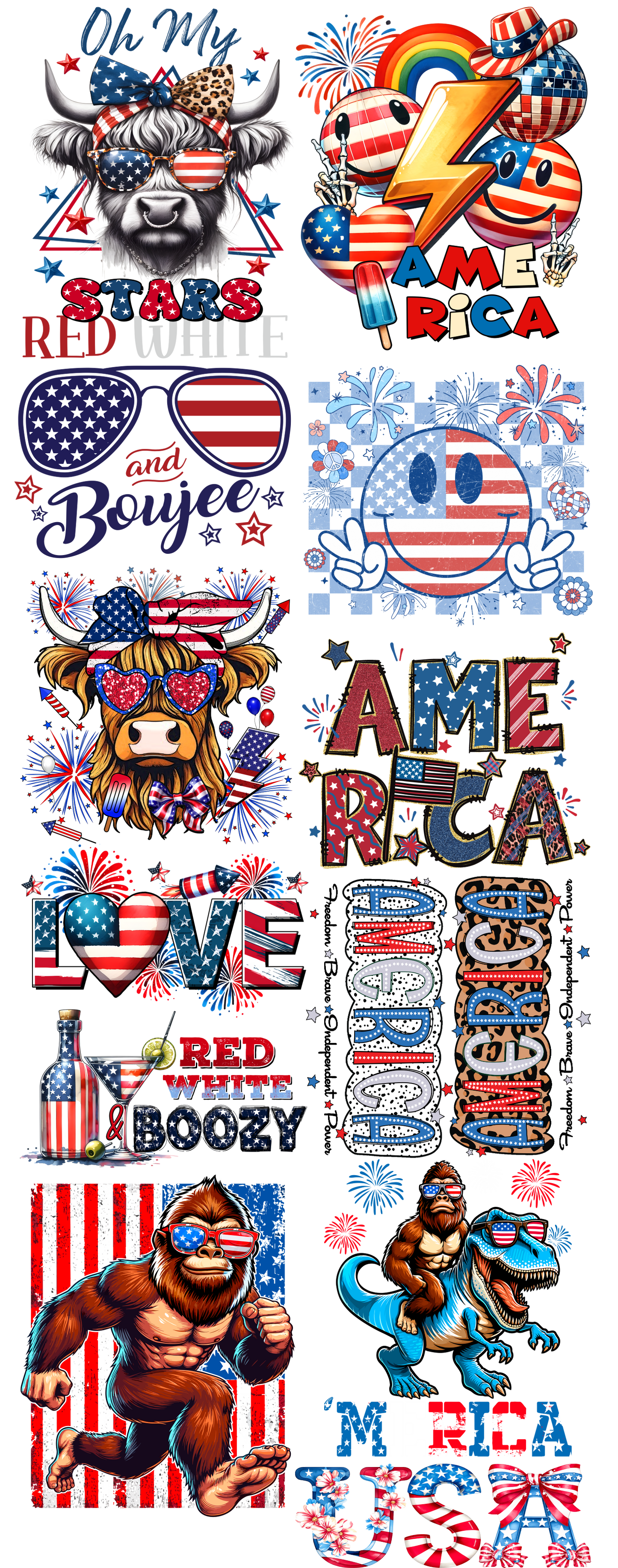 4th of July 2024 Pre-made Gang Sheets – Premium DTF Transfers