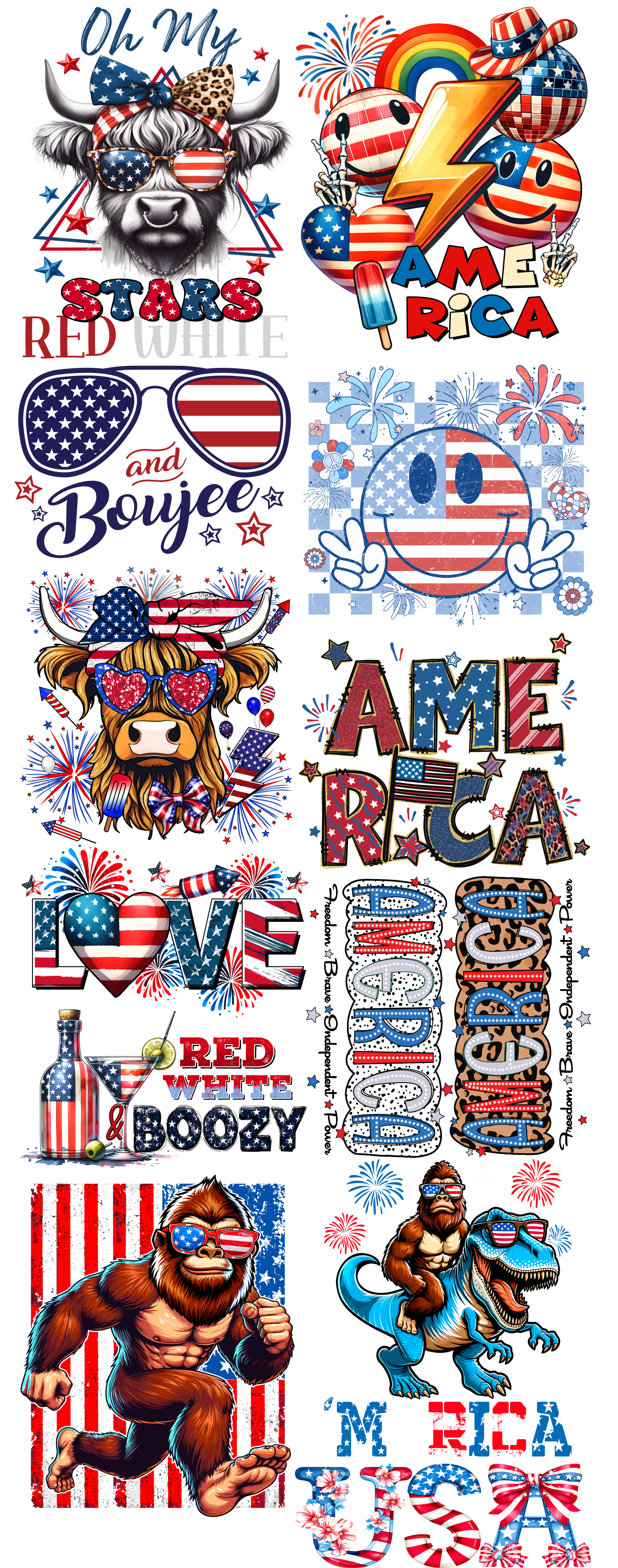 4th of July 2024 Pre-made Gang Sheets – Premium DTF Transfers