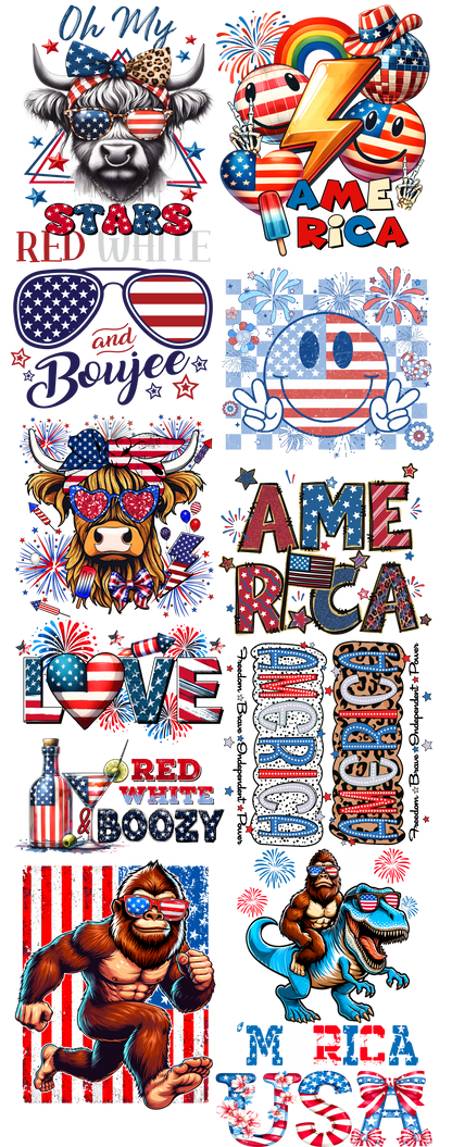 4th of July 2024 Pre-made Gang Sheets – Premium DTF Transfers