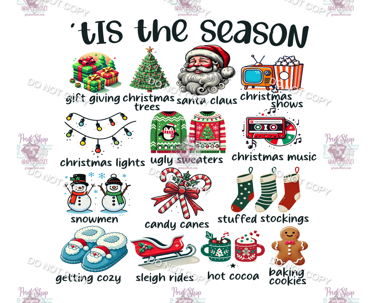 Individual Christmas 18 designs up to 12 inches