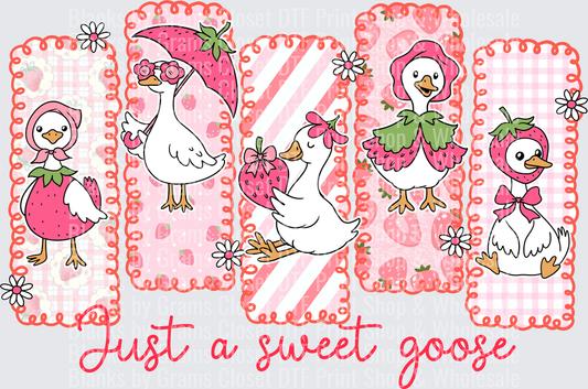 Just A Sweet Goose Strawberry Dressed Geese Panel Design