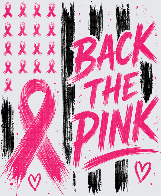 Back The Pink Breast Cancer Awareness Ribbon Brush Design