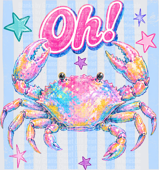 Colorful Pastel Crab Oh! Blue Stripe Stars Design