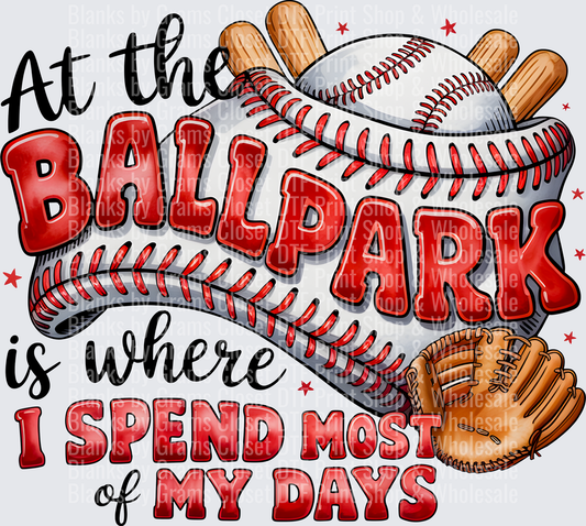 At the Ballpark is Where I Spend Most of My Days Baseball Design