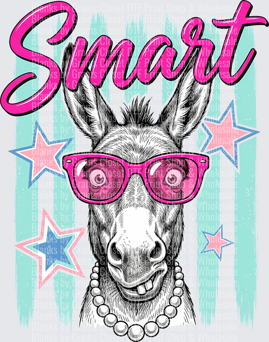 Smart Donkey with Pink Sunglasses and Pearl Necklace