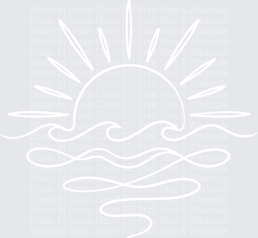 Sun Rising Over Ocean Waves white