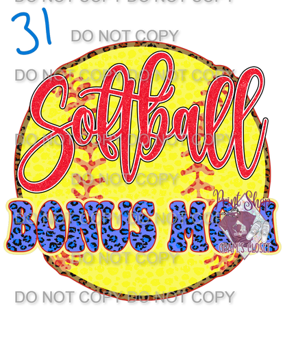 Softball Designs DTF Transfer – Hot Peel for Durable Apparel