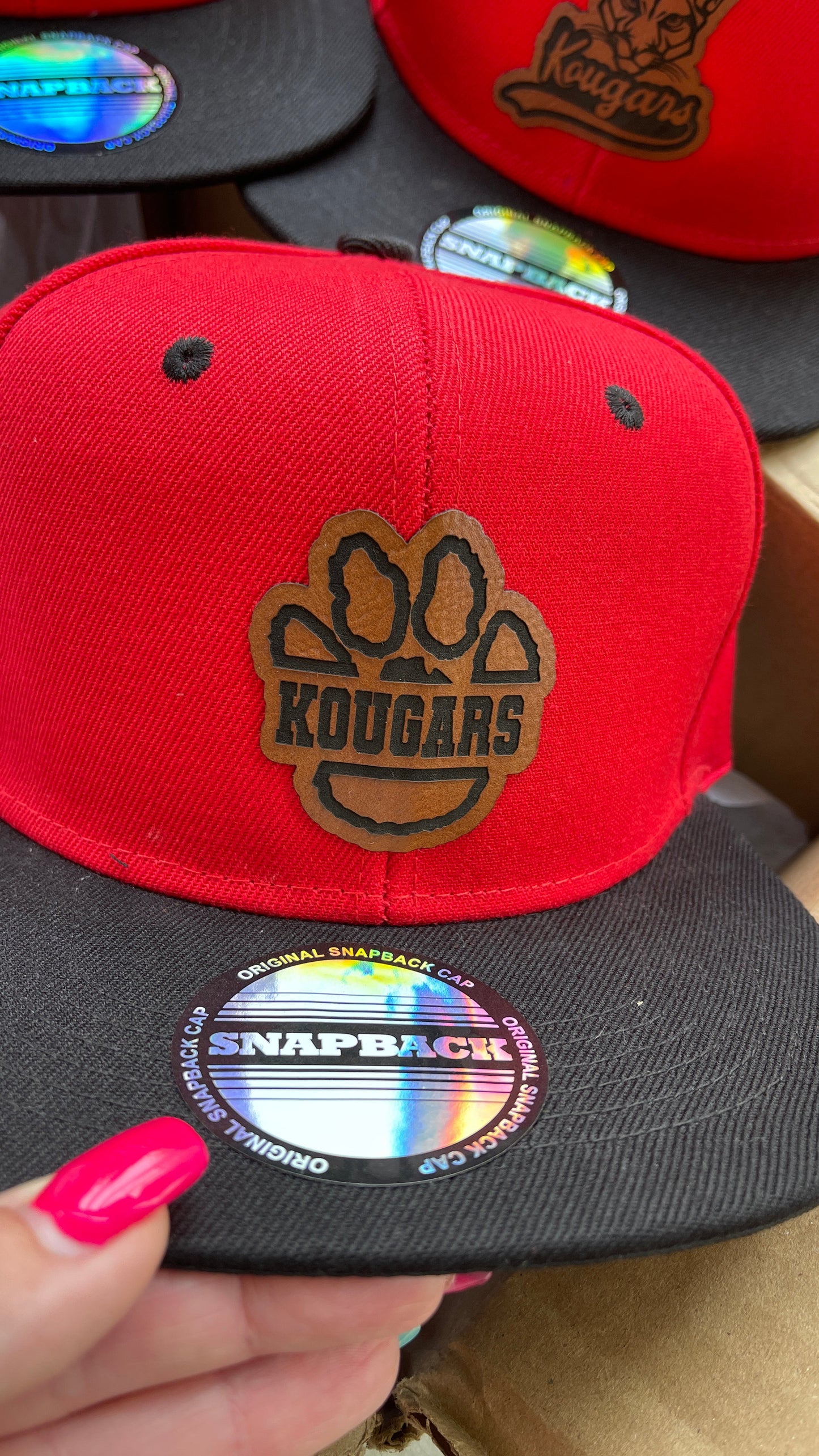 Custom Snap Backs with Leather Patch
